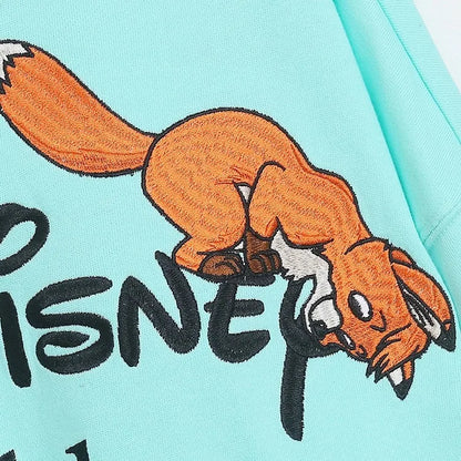 Sweatshirt King of the Jungle Simba Cartoon Print Embroidery Women O-Neck Pullover FleeceJumper Tops