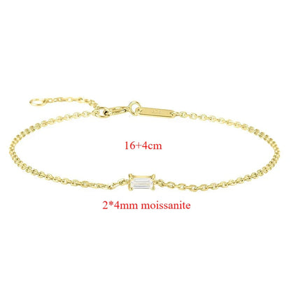 Trendy A Moissanite Bracelets for Women Letter Charm Adjustable Chain 100% 925 Sterling Silver Wedding Fine Jewelry Gifts