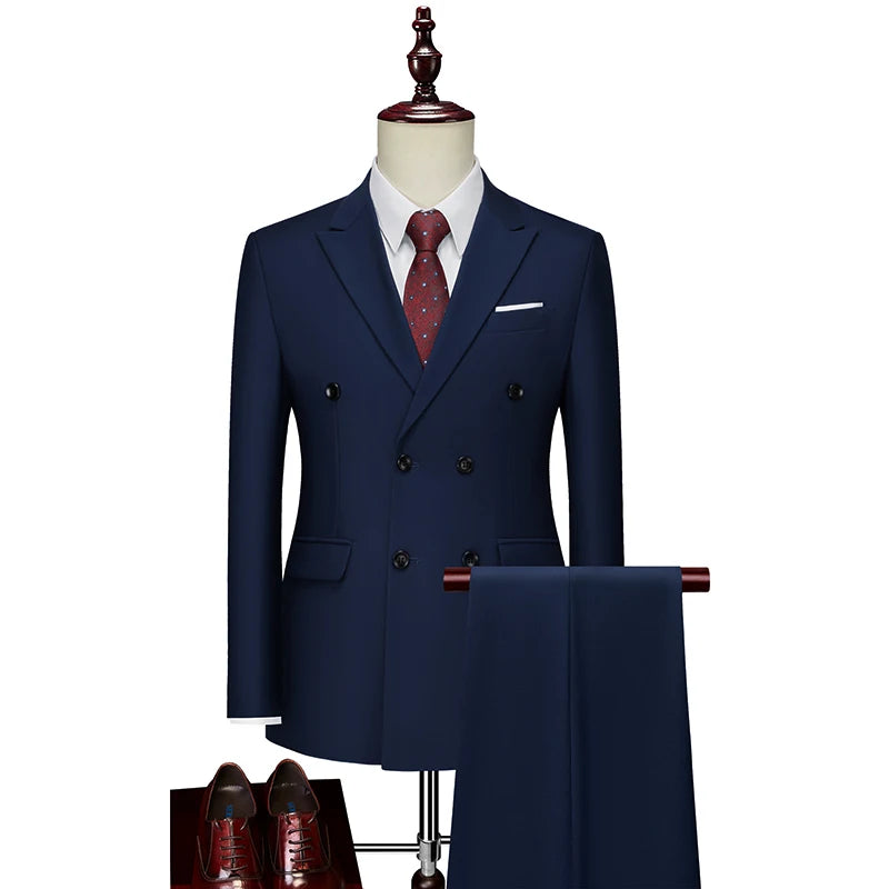 Men's Slim Fit 2 Piece Suit Elegant Business Wedding Party Blazer Jacket PantsElevate Your Look