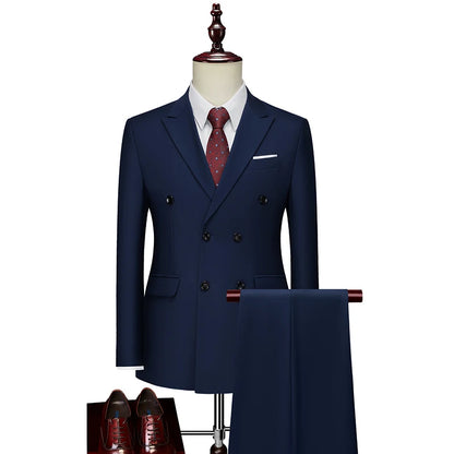 Men's Slim Fit 2 Piece Suit Elegant Business Wedding Party Blazer Jacket PantsElevate Your Look