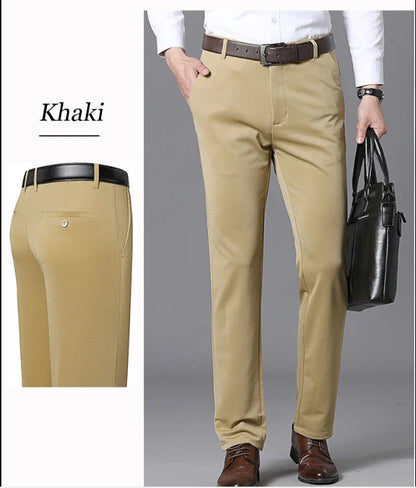 Mens Summer Spring Business Casual Pants Lightweight Dress Pants Formal Suit Pants Man Classic Khaki Grey Straight Trousers