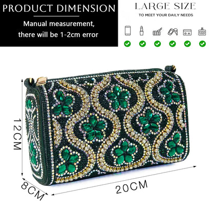 2024 Summer New Design Specials Italian Women Shoes and Bag Set in Royal Green Color Comfortable Heels With Rhinestone for Party