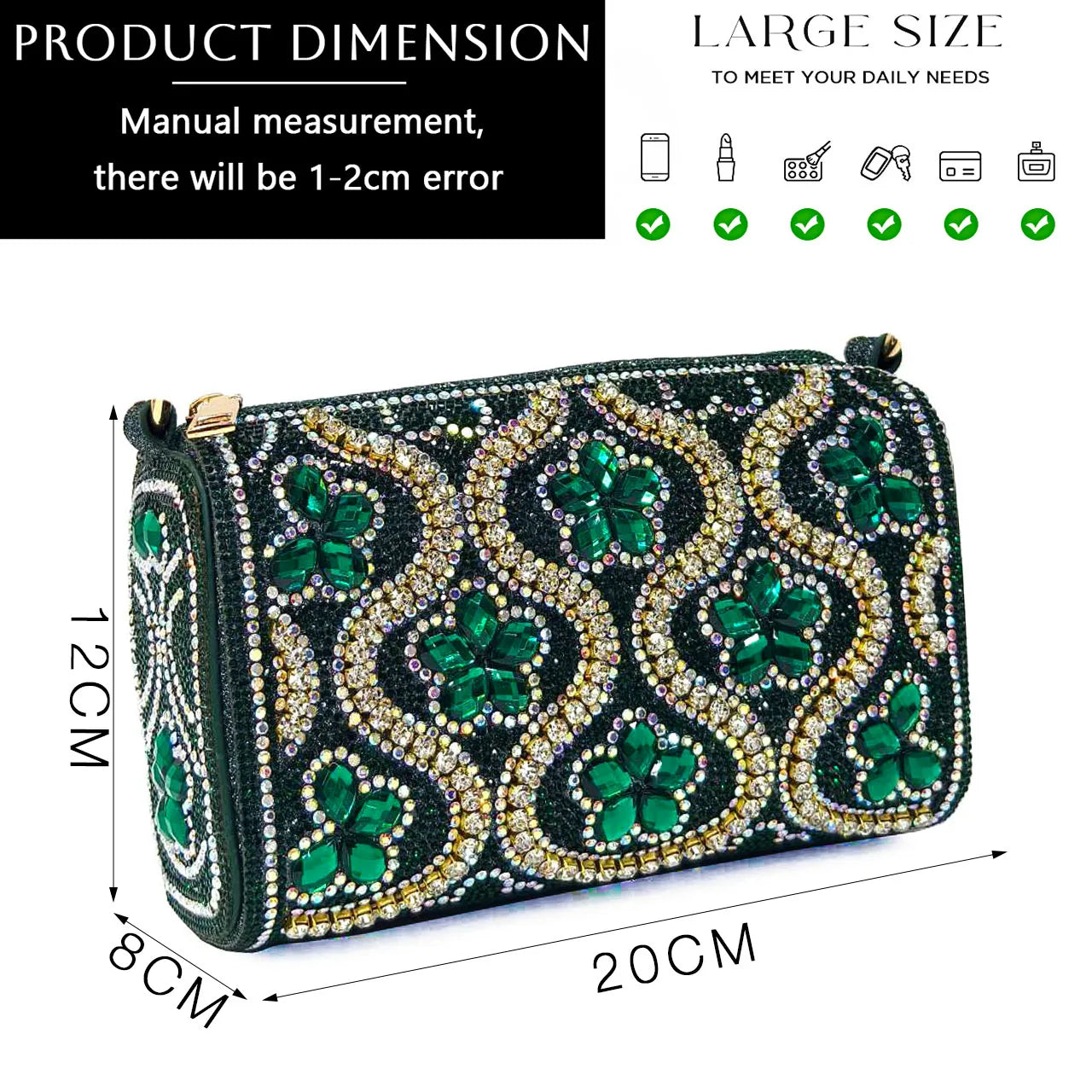 Elegant Rhinestone Pointed-Toe Pumps With Matching Bag Set Large Capacity Bag for Women's Party High Heels