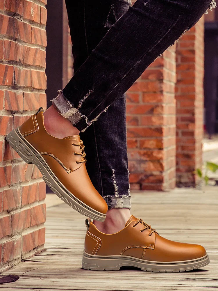 Handmade Men's Business Casual Shoes Comfortable Classic Lace-Up Work Shoes Fashionable Wedding Men's Footwear