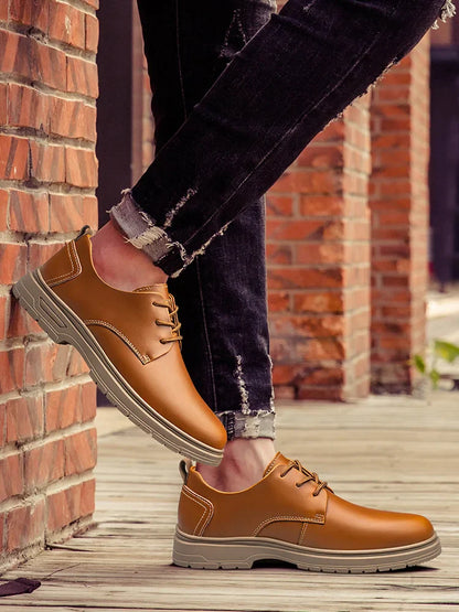 Handmade Men's Business Casual Shoes Comfortable Classic Lace-Up Work Shoes Fashionable Wedding Men's Footwear