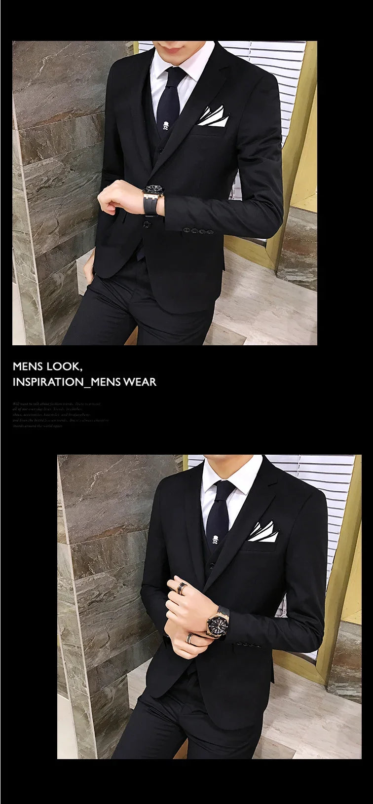 Suit (Blazer+vest+pants) Men's Fashion Business Korean Version of Solid Color Slim-fit Wedding Professional Gentleman Dress 6XL