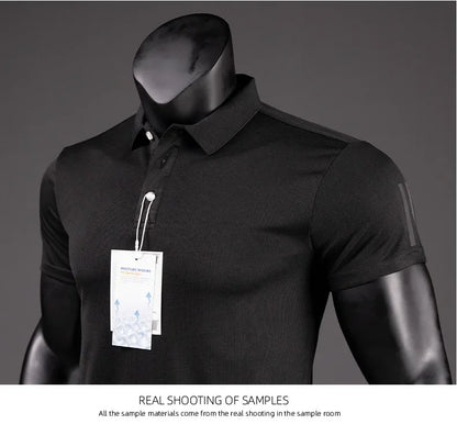 Polo Shirt Men Casual Solid Breathable Shirt Summer Sportswear Quick Dry Jerseys Tops Camisa Polo Shirts Reflective Strip Sleeve