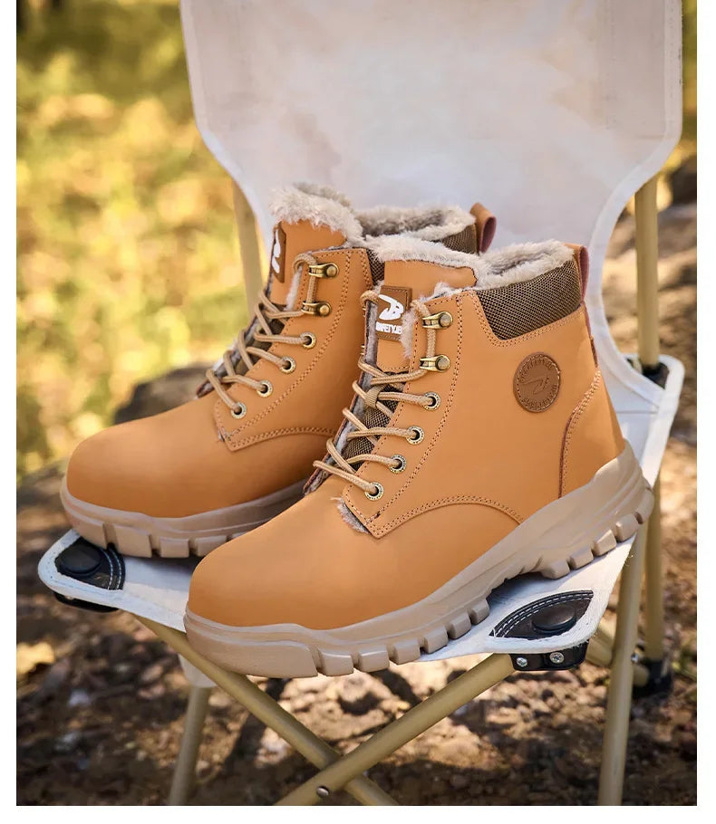 Winter Warm Men's Work Safety Boots Waterproof Rugged Steel Toe Shoes Sneakers Safety Protection Coldproof