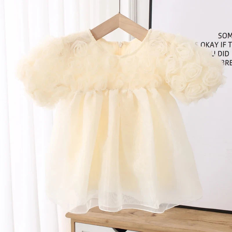 Puff Sleeve Flowers Kids Toddler Girls Dress Summer Cute Baby Girl Dresses for Birthday Party Princess Clothes