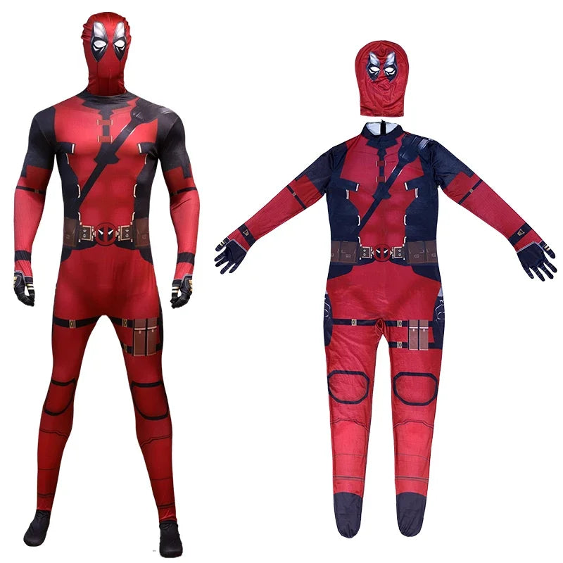 Deadpool Child Costume Halloween Costumes Kids Men Adult Superhero Bodysuit Jumpsuit Children Cosplay Costume Swords Accessories