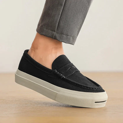 Men's Vulcanized Shoes: Niche, Light Luxury, Solid Color, Retro Style, Flat Heel, Split-on, Lazy Soft-soled Casual Walking Shoes
