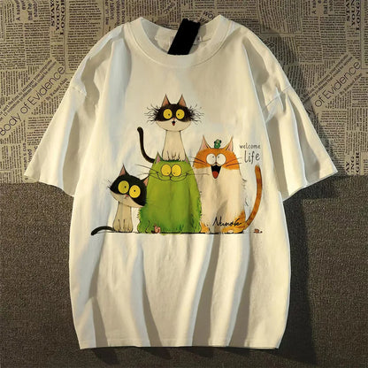 Women's Y2K Aesthetic T-Shirt, Colorful Bow Tie Print, Casual Streetwear Top