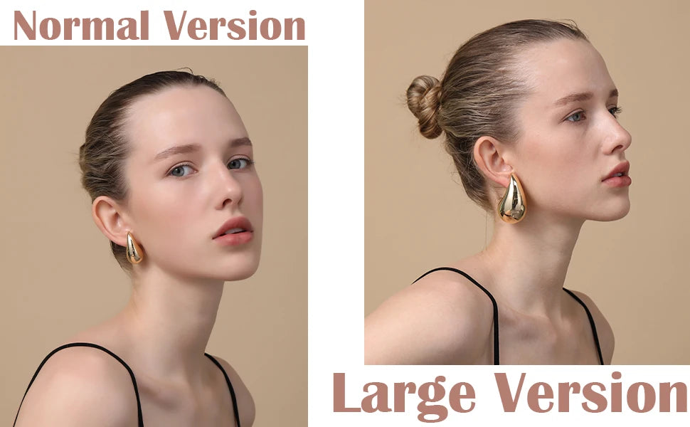 5CM Stainless Steel Water Drop Earring for Women Chunky Hollow Smooth Exaggerated Thick Large Jewelry 2023 New Design