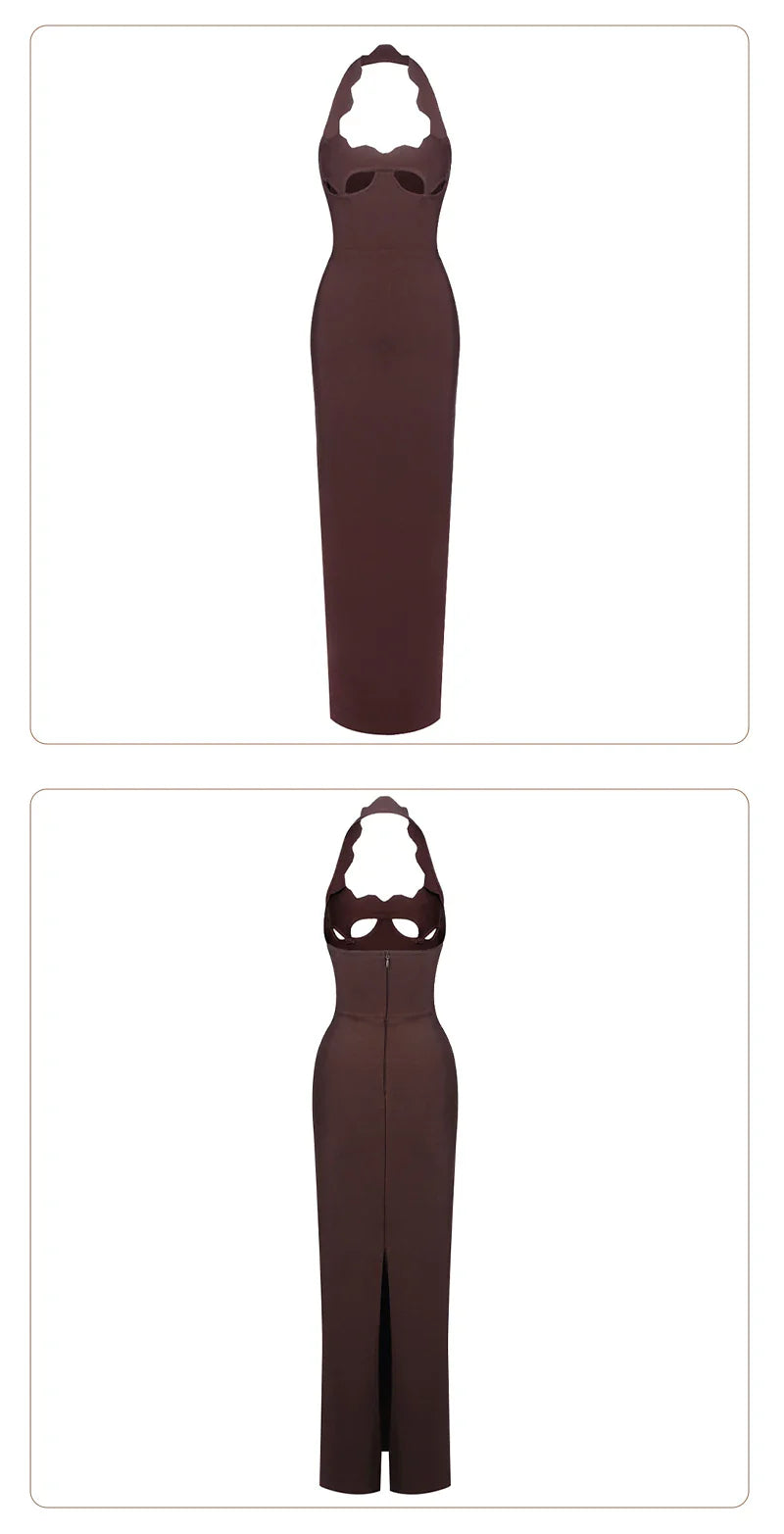 Red Cut-Out Halter Bodycon Christmas Dress for Women Sexy Backless Evening Dresses Sleeveless Slim Fit Party Dress