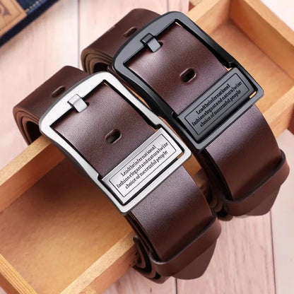 Leather Men's Belt Fashion Metal Alloy Pin Buckle Adult Luxury Brand Jeans Business Casual Waist Male Strap Brand