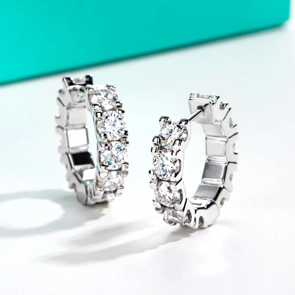 2.6cttw(3mm)/6cttw(4mm) D Color Moissanites Hoop Earrings 925 Sterling Silver Luxury Huggie Earring for Women Jewelry