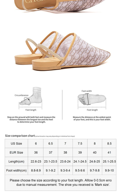 Pointed Toe Slippers Luxury Branded Casual Shoes Flat Strappy Home Outdoor Beach Walking Shoes