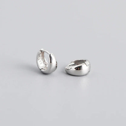 925 Sterling Silver Simple Wide Huggies Gothic Hoop Earrings for Women European Unisex Piercing Rock Jewelry Ear Buckles