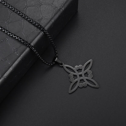Witchcraft Witch Knot Necklace Irish Trinity Knot Triple Spiral Pendant Stainless Steel Ankh Cross Pentagram Amulet Jewelry