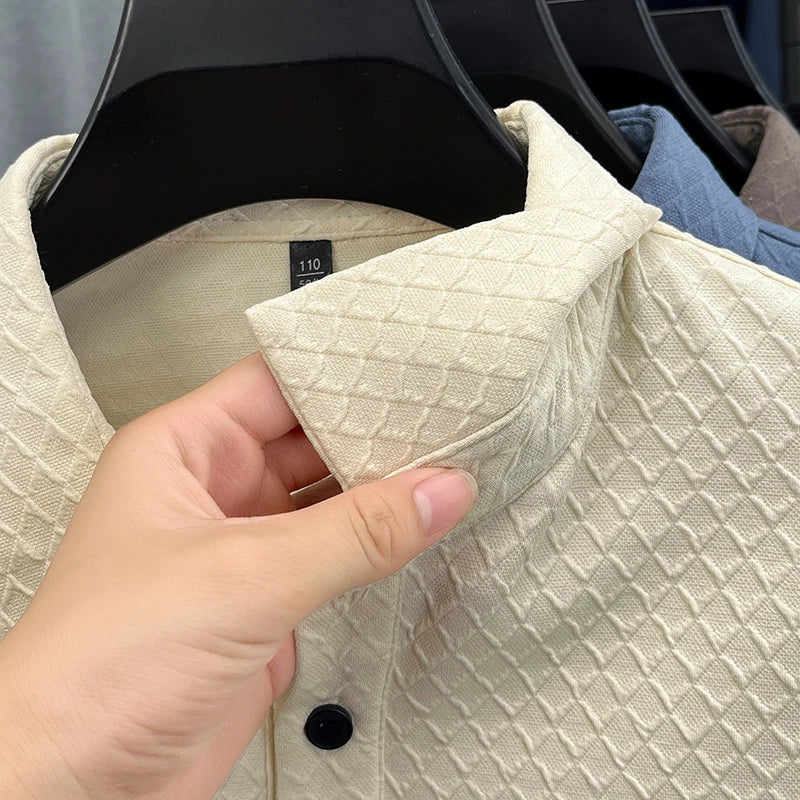 luxury brand men's new high quality long sleeves Polo shirt lapel embroidery jacquard T-shirt business fashion leisure Mens wear