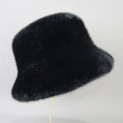 False Mink Fur Berets Elegant Women's Winter Caps New Design Fashion Artificial Fur Hats Knitted Warm False Mink Fur Beanies Hat