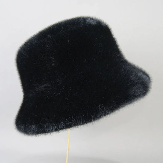 False Mink Fur Berets Elegant Women's Winter Caps New Design Fashion Artificial Fur Hats Knitted Warm False Mink Fur Beanies Hat