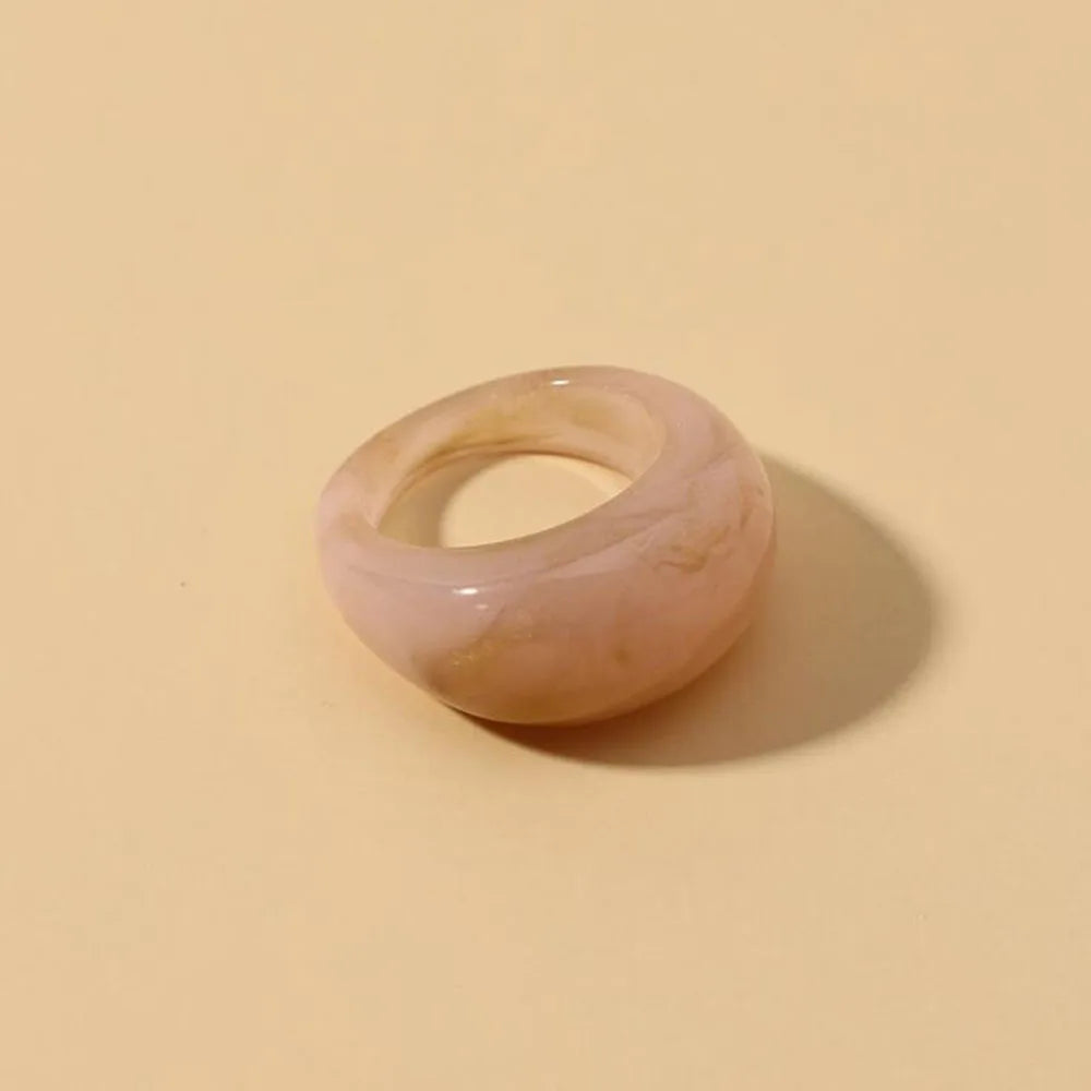 Round Rings For Women Big Kpop Finger Ring For Girls Punk Resin Ring