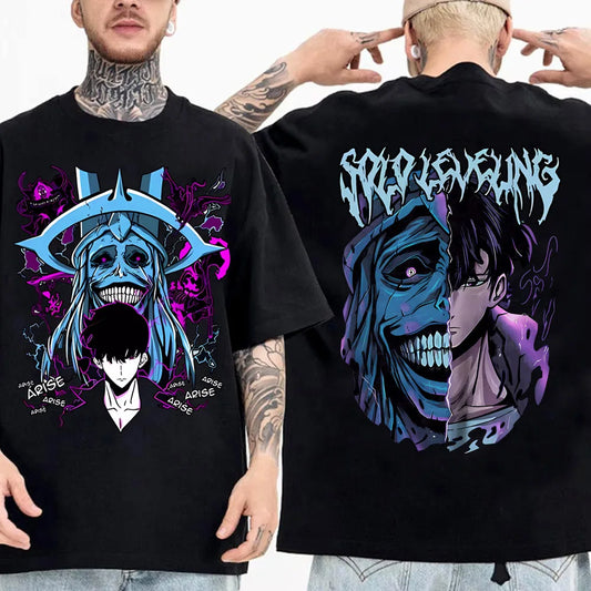 Men's Song Jinyu Cartoon Pattern T-shirt Harajuku Short Sleeved High-quality Cotton T-shirt Japanese Anime Solo Flat T-shirt