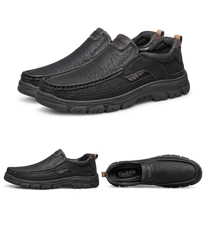 Men's Casual Loafers Handmade Breathable Leather Shoes with Thick Rubber Sole Comfortable Footwear Classic Hand Sewn Seams