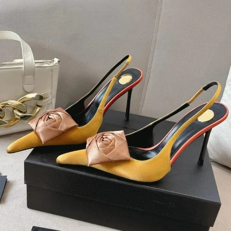 Ladies' Springand SummerStiletto Heelswith PointedPoints AndHollow OutBanquet Shoes,European AndAmerican SexyRose Fashion Shoes