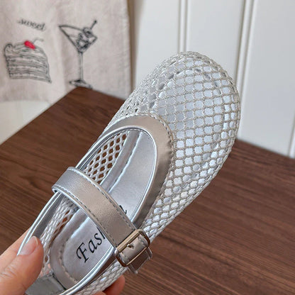 Summer Girl's Sandals Hollow Out Hook-loop Casual Chic Kid's Flat Shoe Solid Colors Anti-slip Daily Versatile Children Shoes