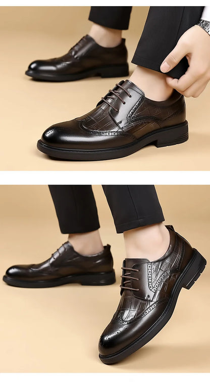 Men Business Dress Leather Shoes Wedding Cowhide Casual Leather Shoes Men Shoes