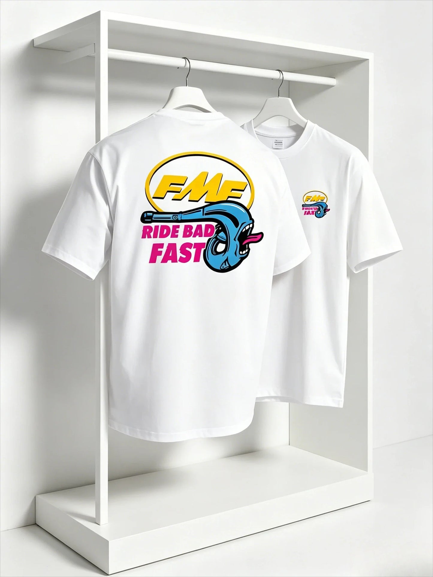 FMF Ride Bad Fast Motocross T Shirt for Men 100% Cotton Dirt Bike Racing Graphic Tee Casual Short Sleeve White 2026 New