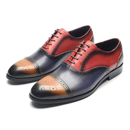 Luxury Italian Men's Wedding Dress Shoes Genuine Leather Cap Toe Lace-up Oxfords Lace-up Brogue Black Business Formal Shoes Man