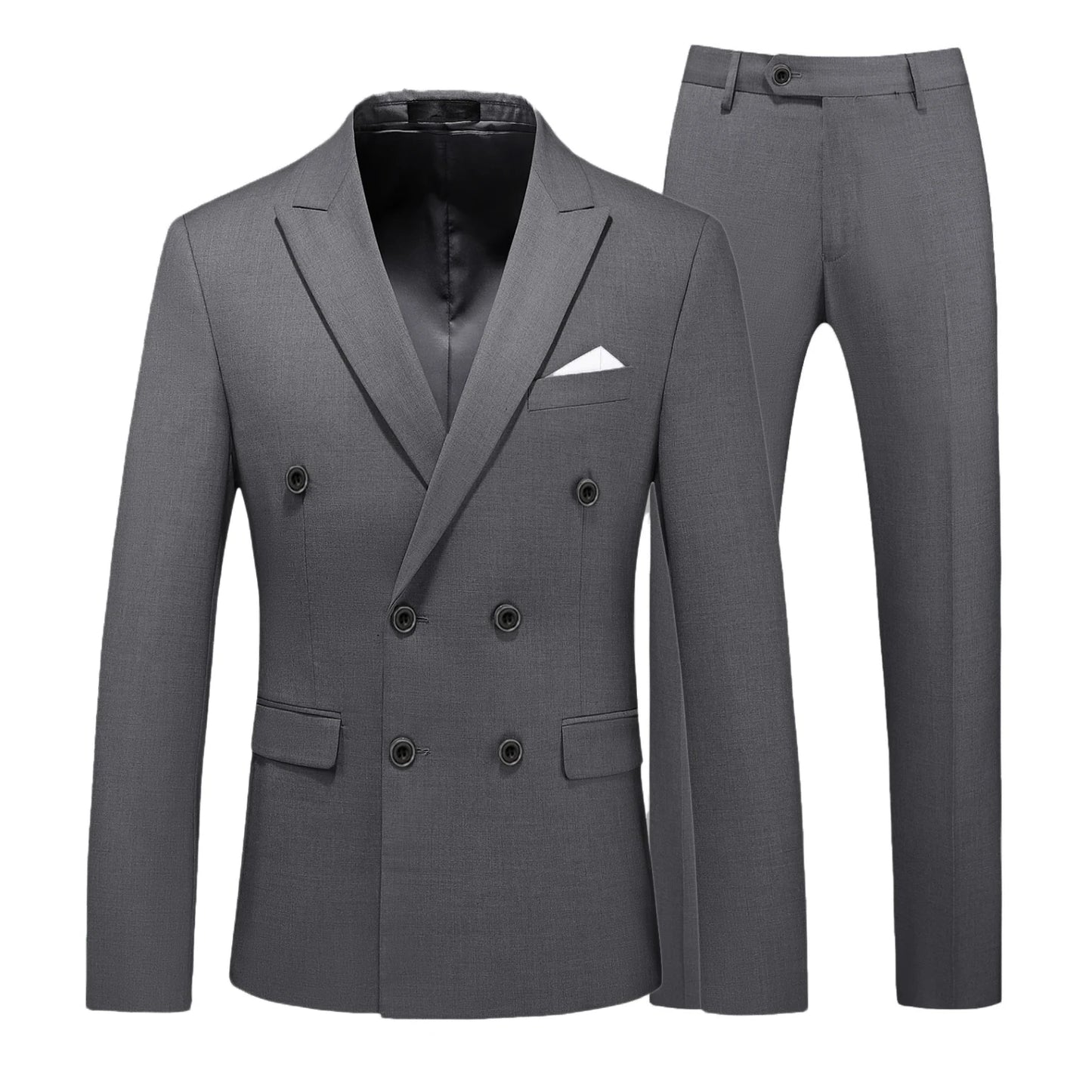 2 Pieces Double Breasted Formal Men Suits Slim FitGroom Tuxedos for Wedding Peaked Lapel Custom Male Blazer Prom Daily Wear