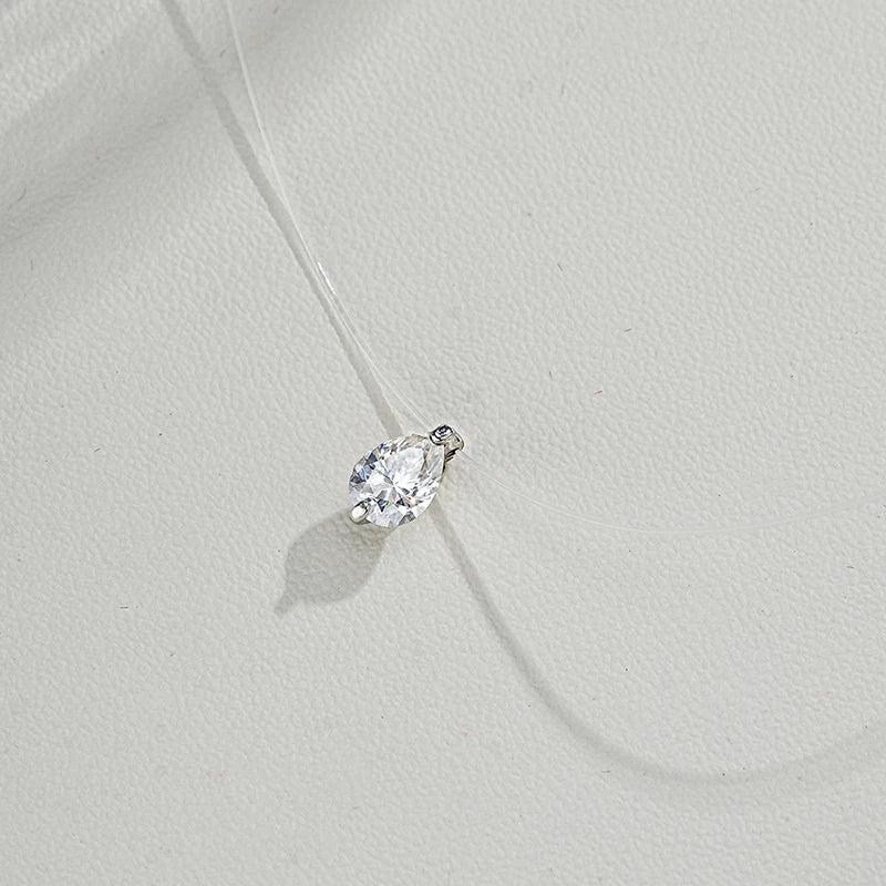 0.8CT 5*7MM Fishing Line Moissanite Necklace for Women Pear Cut Classic Pendant S925 Sterling Silver Jewelry Wholesale