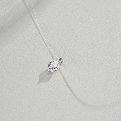 0.8CT 5*7MM Fishing Line Moissanite Necklace for Women Pear Cut Classic Pendant S925 Sterling Silver Jewelry Wholesale