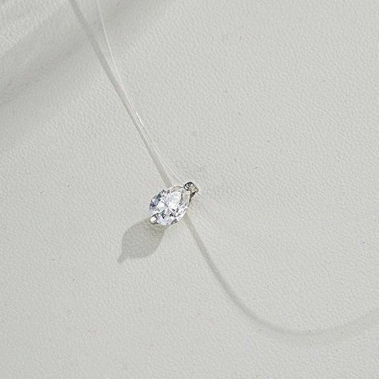 0.8CT 5*7MM Fishing Line Moissanite Necklace for Women Pear Cut Classic Pendant S925 Sterling Silver Jewelry Wholesale