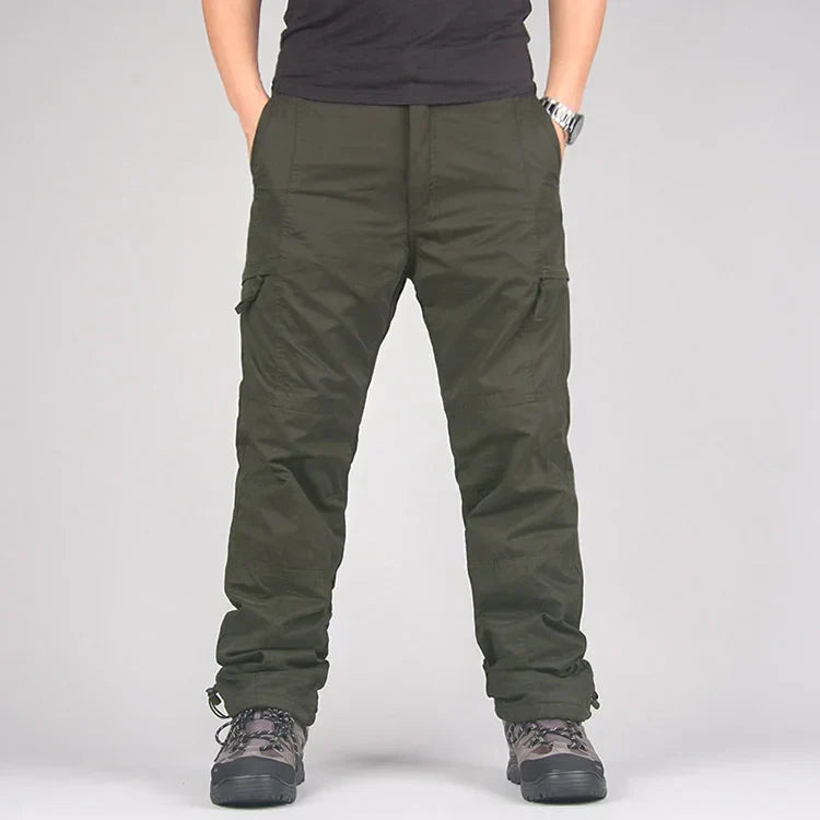 Men's Fleece Cargo Pants Winter Plush Tactical Pants Casual Joggers 3XL Korean Loose Hiking Running Warm Thermal Trousers
