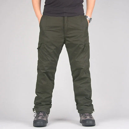 Men's Fleece Cargo Pants Winter Plush Tactical Pants Casual Joggers 3XL Korean Loose Hiking Running Warm Thermal Trousers