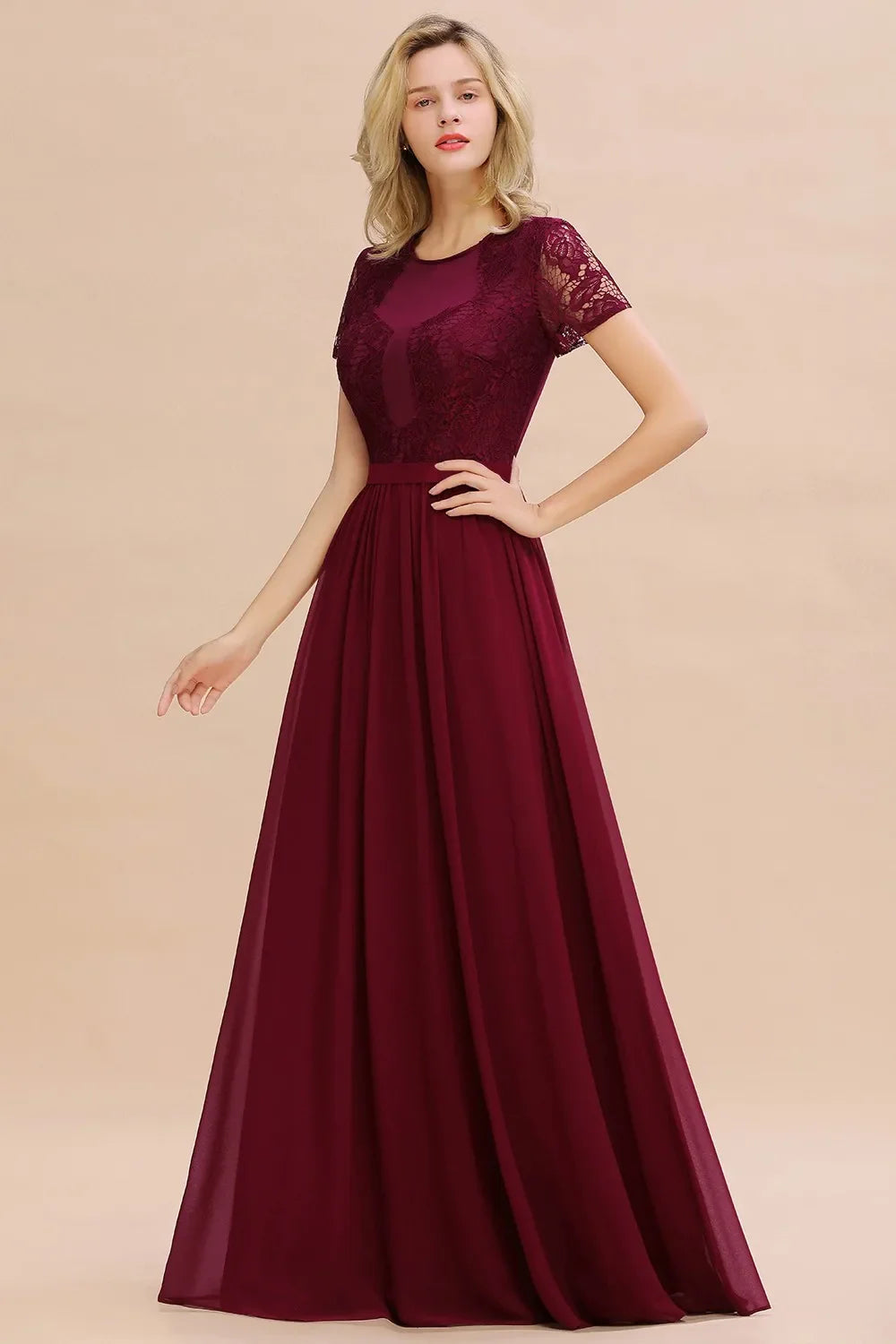 Dark Green Chiffon Long Bridesmaid Dresses Lace A Line O Neck With Sashes Wedding Guest Evening Party Gown Vestido De Fiesta