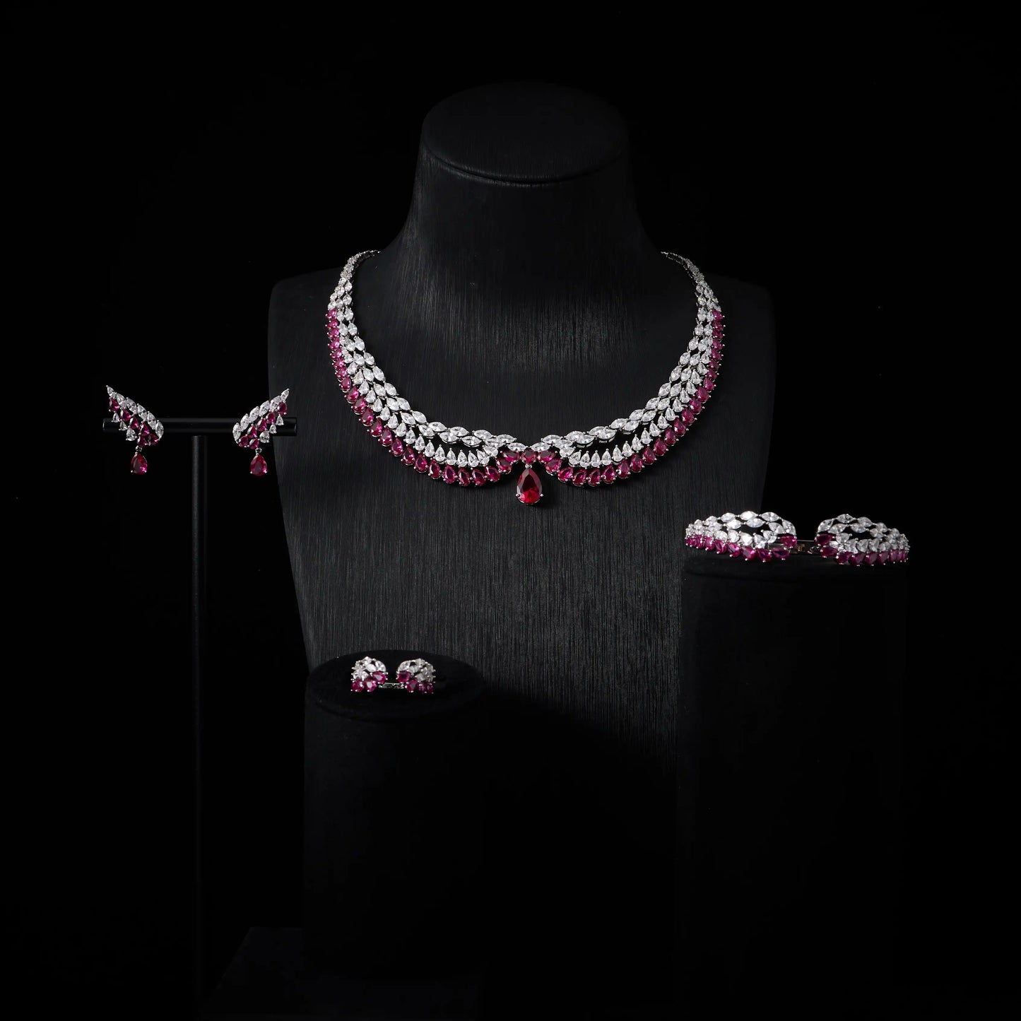 Luxury Bridal Cubic Zirconia Necklace Set for Women Dubai Jewelry Sets  Wed Jewelri Wedding & Engagement musulman ens