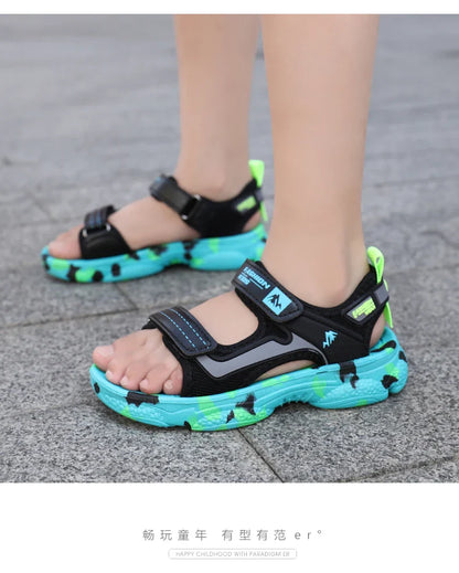 2025 Summer Boys Soft Sandals Fashion Children Shoes Autumn Light Cartoon Sandalias Flat Beach 4-12 Years Old Kids Shoes 12yrs