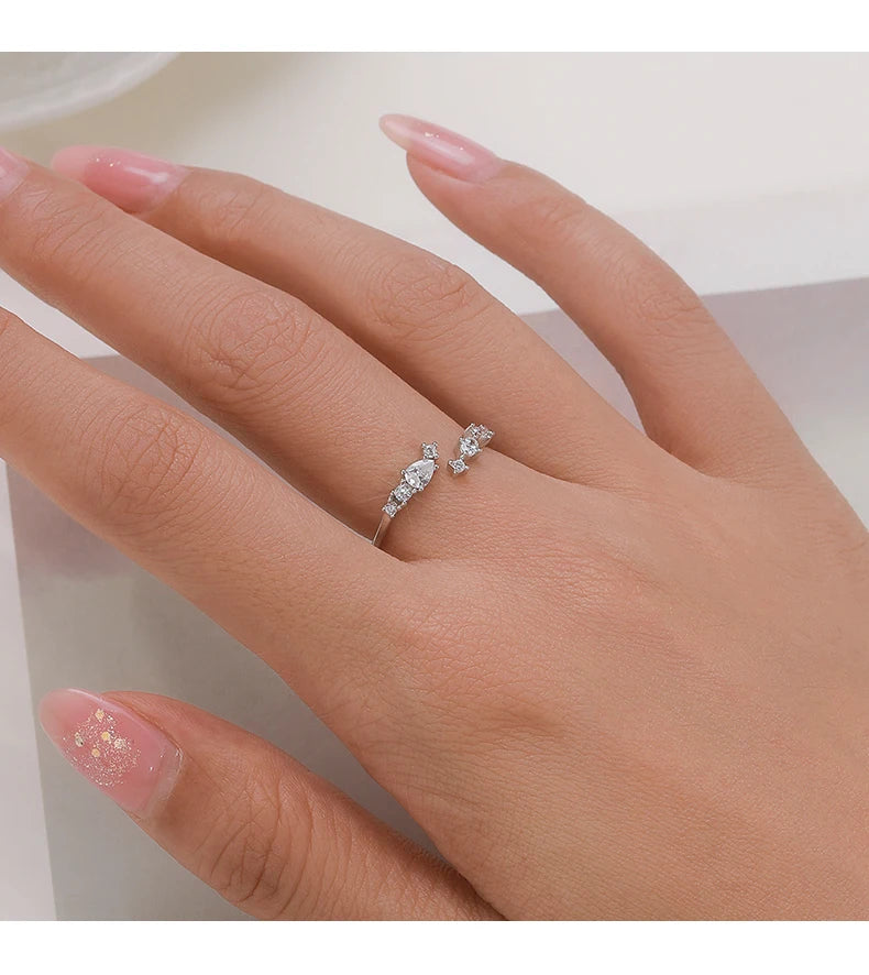 New 925 Sterling Silver Minimalist Clear Zirconia Stackable Ring For Women Anniversary Wedding Band Simple Fine Jewelry