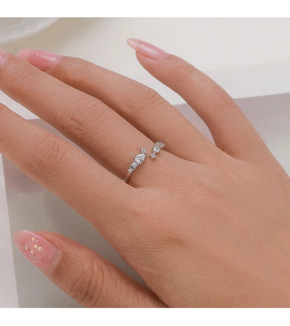 New 925 Sterling Silver Minimalist Clear Zirconia Stackable Ring For Women Anniversary Wedding Band Simple Fine Jewelry