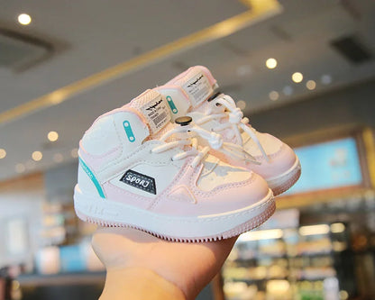 Children Tennis Shoes High-top Sports Shoes for Girls Fashion Causal Kids School Boys Basketball Shoes Breathable Soft Sneakers