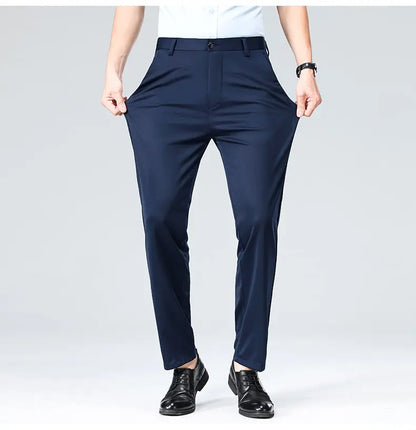 Men's Stretch Suit Pants Business Casual Dress Pants Wrinkle Resistant 4-Way Stretch Golf Casual Pants Spring Summer Blue Black