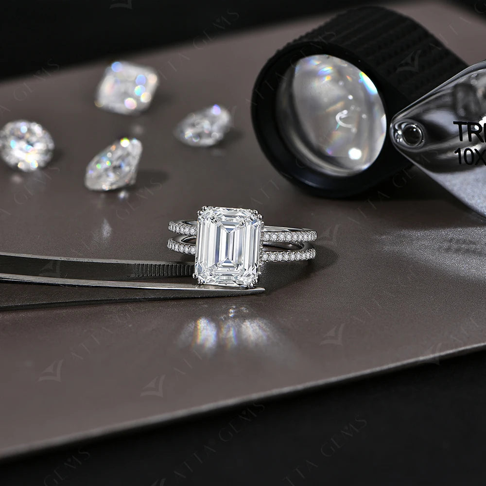 Emerald Cut 5CT Moissanite Diamond Ring for Women Men 11*9mm D VVS1 s925 Silver Wedding Bride Jewelry With Certificate