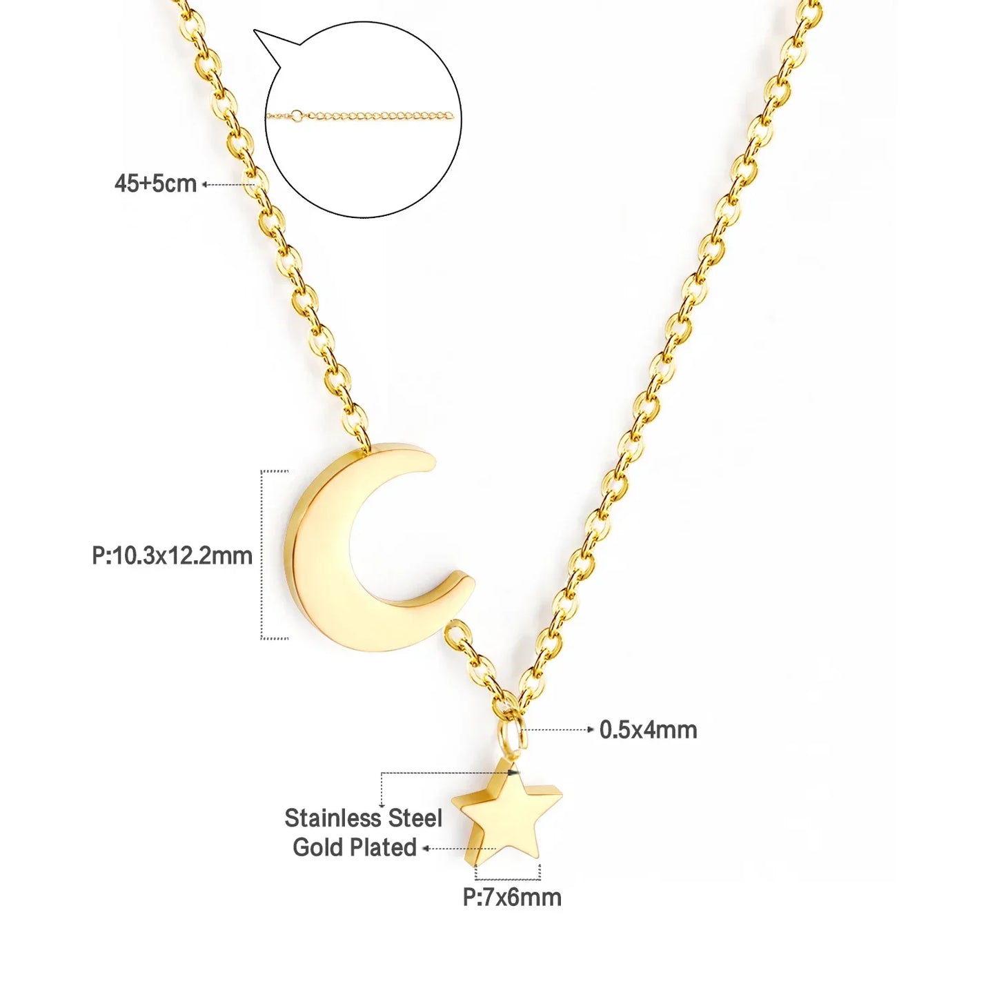 Heart Star Moon Pendant Necklaces Tiny Charms Stainless Steel Choker Women/Girls Y2K Sweater Boho Jewelry Collares