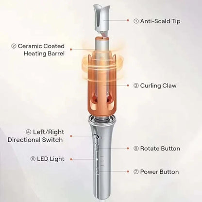 Hot Selling Ceramic Automatic Hair Curler Portable Hair Styler Fast Heating Temperature Display Auto Hair Curling Iron
